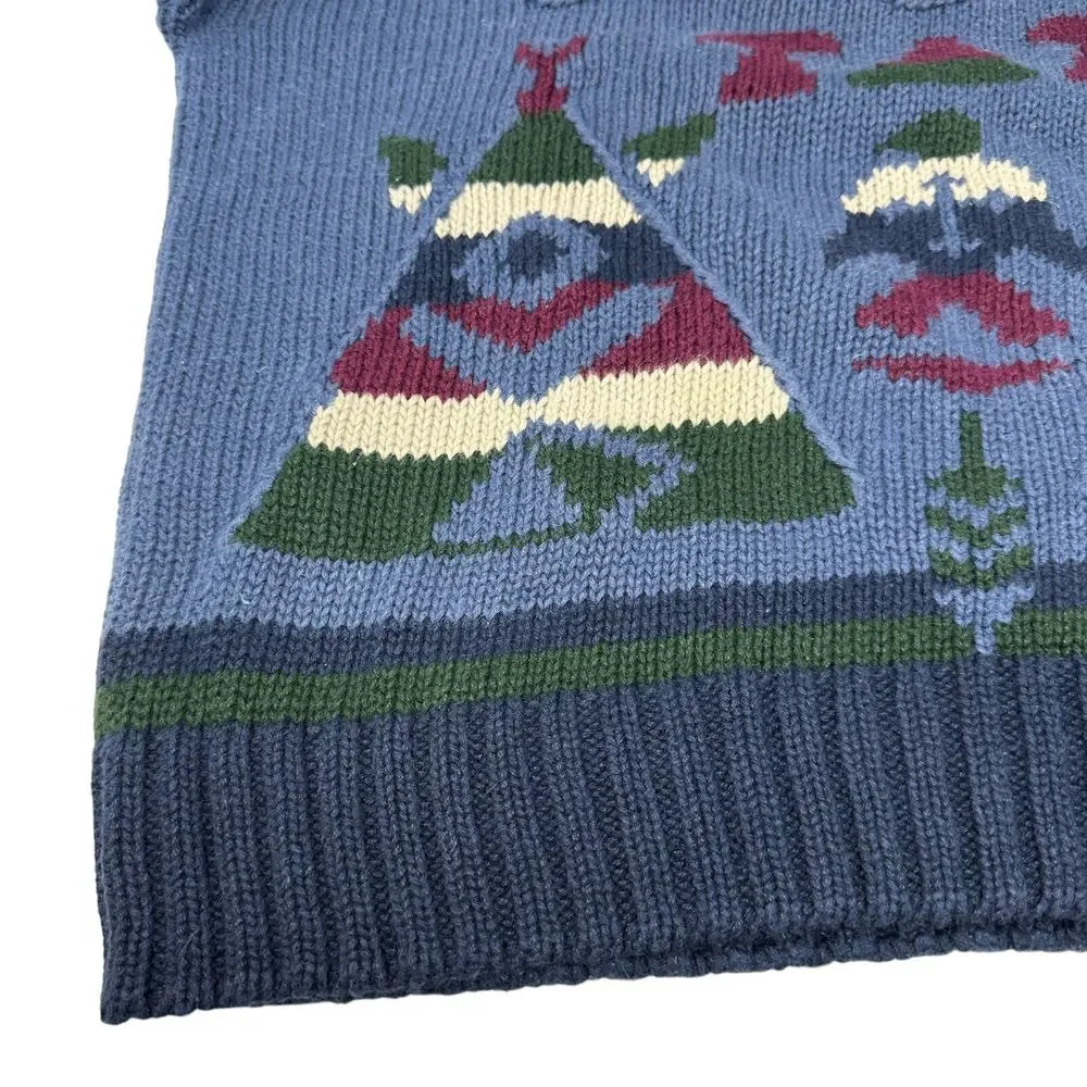 WOODS & GRAY Vintage Crewneck‎ Sweater Aztec Southwest Ramie Cotton Size Large